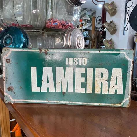 Placa De Rua Esmaltada Antiga Uruguaia Justo Lameira C