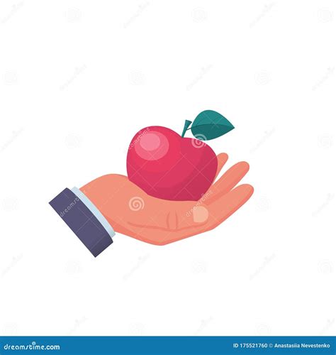 Man Holding A Red Apple In Hand Healthy And Wholesome Fruit Concept