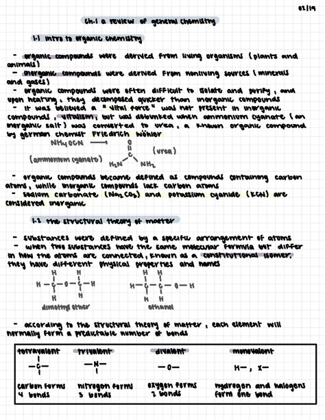 Chapter Notes 02 Ch A Review Of General Chemistry 1 Intro To Organic Chemistry Organic