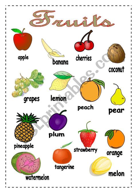 Fruits Flashcards Set 1 Esl Worksheet By Letslearn50 054