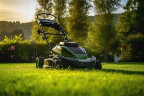 Premium Ai Image A Lawn Mower Is Being Used To Mow The Grass Generative Ai