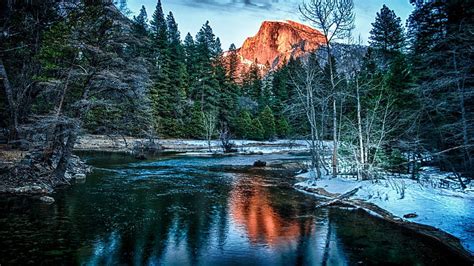 Hd Wallpaper Landscape Snow Mountains River Wilderness Water