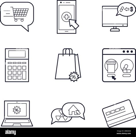 Technology Devices And Shopping Online Icon Set Over White Background