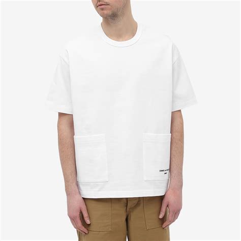 Comme Des Garçons Homme 2 Pocket Logo T Shirt White End