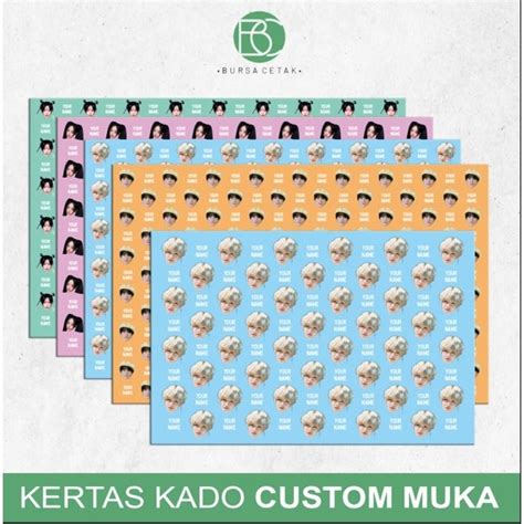 Jual Cetak Kertas Kado Custom Foto Muka Dan Tulisan Print Wrapping