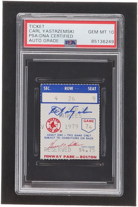 Carl Yastrzemski Signed Hit Ticket Stub Psa Auto