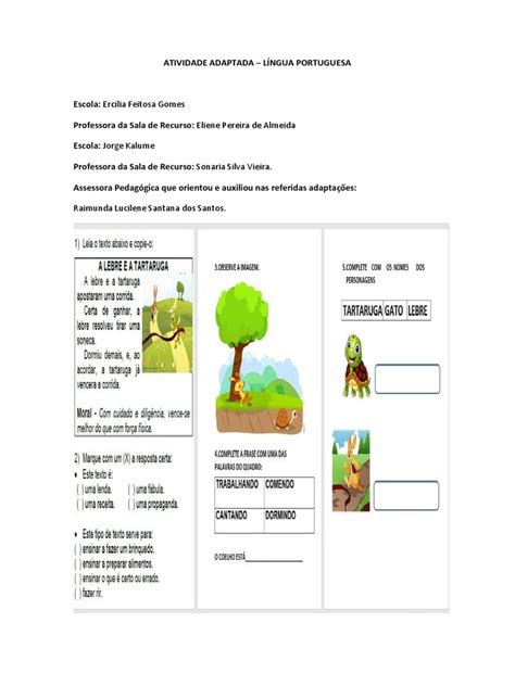 Atividade Adaptada De Português 7 Ano - Atividades Adaptadas de Português 7º Ano | PDF