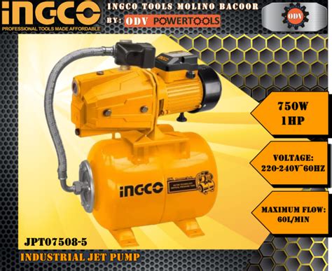 Ingco Jet Pump W Hp Jpt W Rubber Gloves Odv Powertools