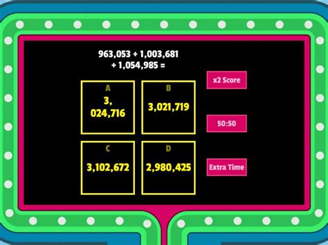 maths calculations - Gameshow quiz