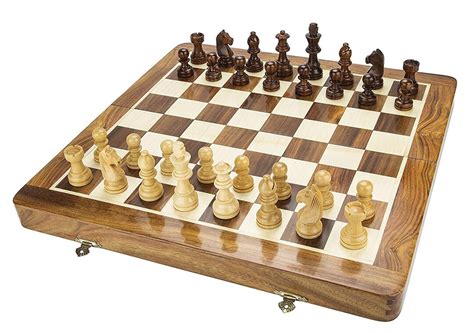 Folding Wooden Magnetic Travel Chess Board Game Set With Staunton