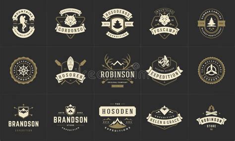 Logotipos E Distintivos De Acampamento Modelos De Design Vetorial