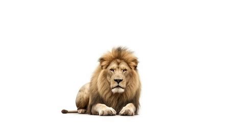 Premium AI Image | A lion is lying down on a white background.