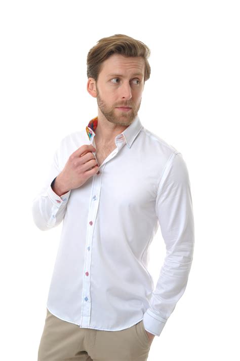 Plain White Men’s Long-Sleeve Shirt – Luca Milano
