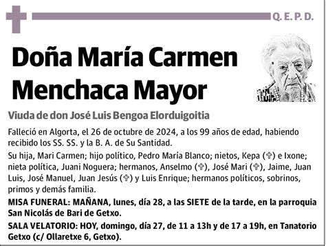 María Carmen Menchaca Mayor Esquela El Correo