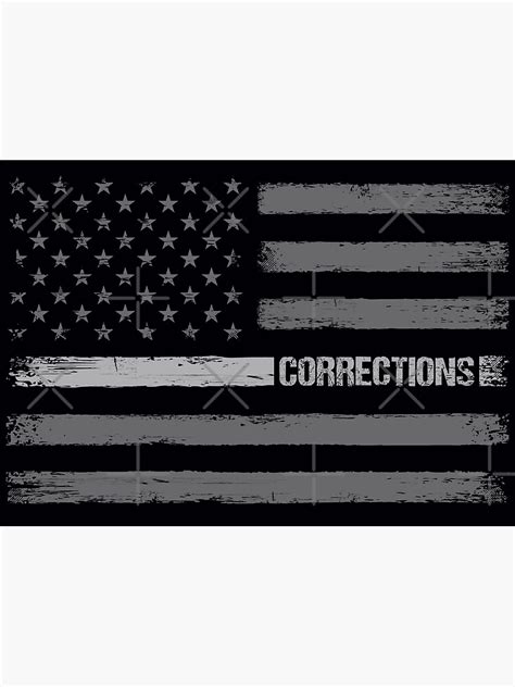 Corrections Correctional Officer Thin Silver Line Flag Poster For