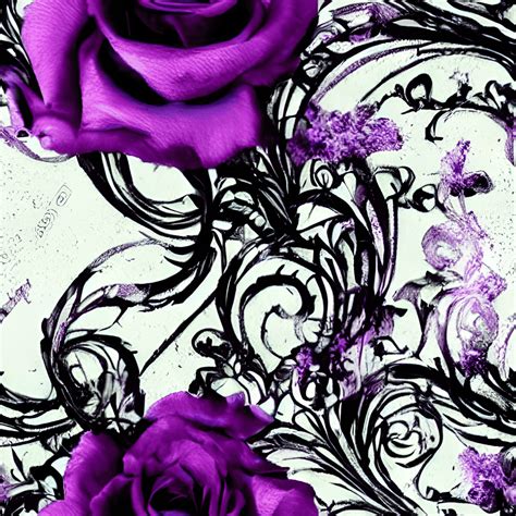 Gothic Roses Purple Black Foil Ethereal Dark Fantasy Ephemeral Wispy ...