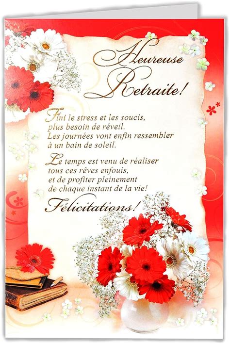 35 763 Carte Départ Heureuse Retraite Fleurs Floral Bouquet Bicolore