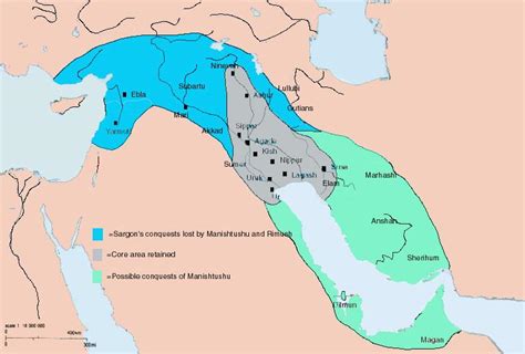 Map Of Akkadian Empire Under Sargon S Sons