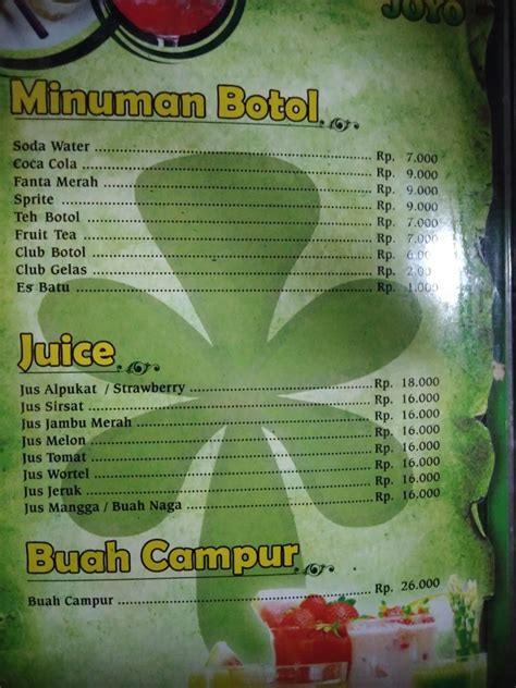 Menu At Lesehan Joyo Restaurant Sidoarjo