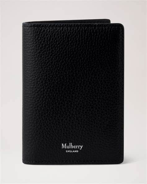 Heritage Vertical Card Wallet Black Small Classic Grain Women Mulberry