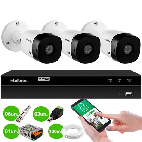 Kit 3 Câmeras Intelbras VHL 1120 B HD 720p HDCVI Infra 20m IP66 DVR