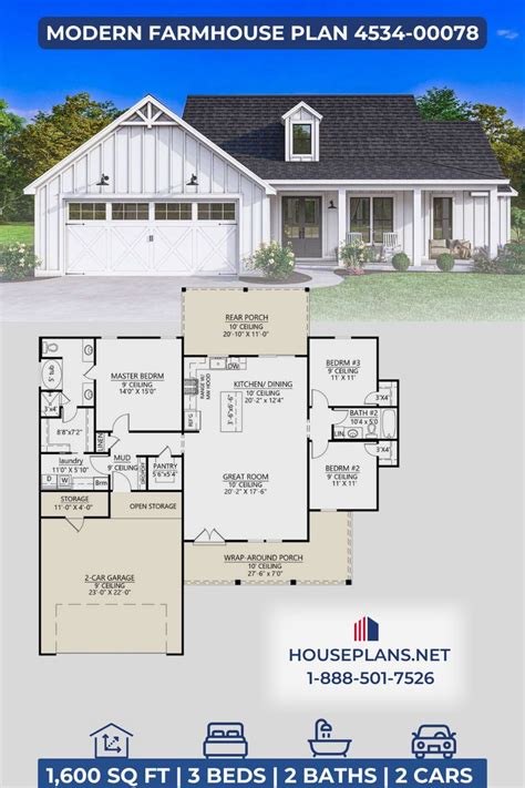 House Plan Modern Farmhouse Plan Square Feet