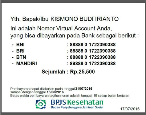 Virtual Account Bpjs Kesehatan Homecare