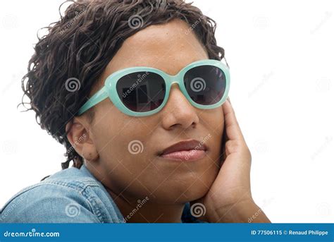 Beautiful African American Young Woman With Sunglasses Stock Image