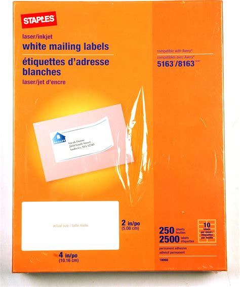 Staples White Mailing Labels X Compatible With Avery