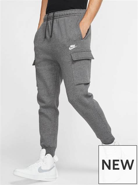 Nike Nsw Club Fleece Cargo Joggers Grey White Uk