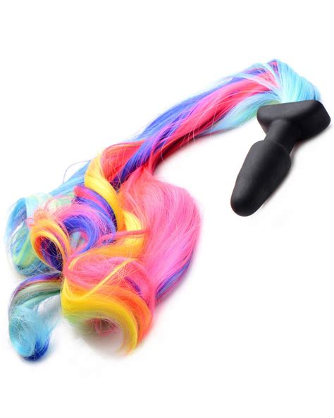 Tailz Long Rainbow Pony Tail Silicone Anal Plug Naughty Delight