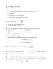 Linear Algebra Practice Exam With Determinants Inverses And Course Hero