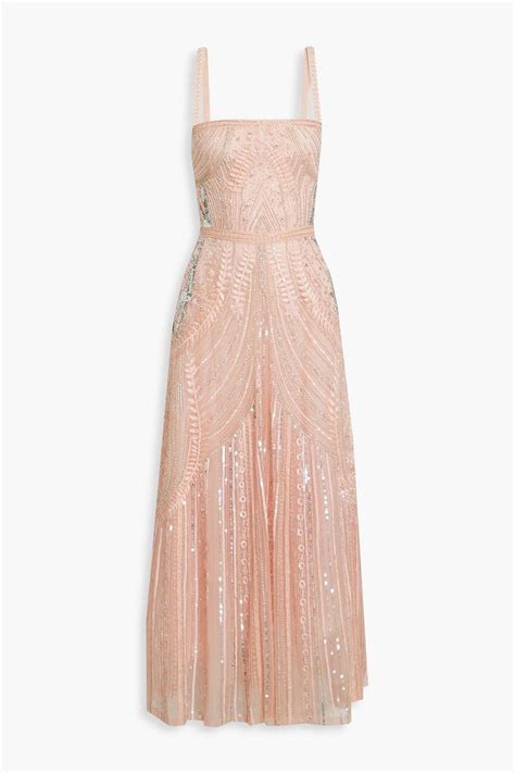 Zuhair Murad Embellished Silk Blend Tulle Maxi Dress In Natural Lyst