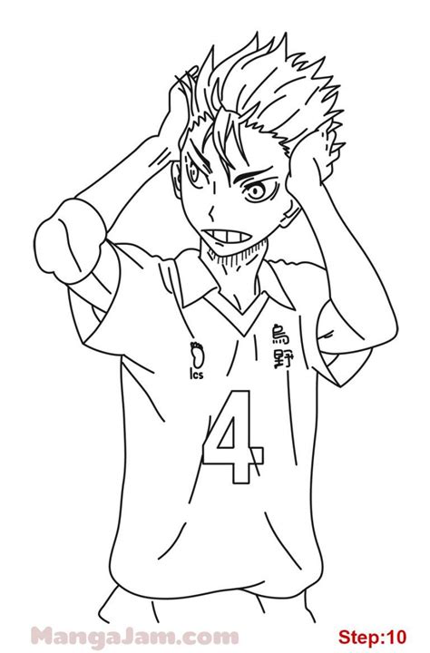 How To Draw Yuu Nishinoya From Haikyuu Mangajam Anime Lineart