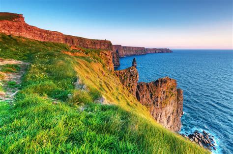 Irische Klippen Von Moher Am Sonnenuntergang Stockbild Bild Von