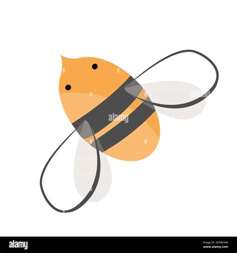 Cute Honey Bee Icon Cartoon Happy Flying Bee For Beekeeping Design