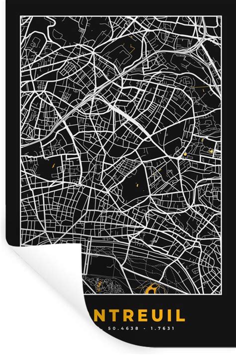 Muurstickers Sticker Folie Plattegrond Montreuil Stadskaart