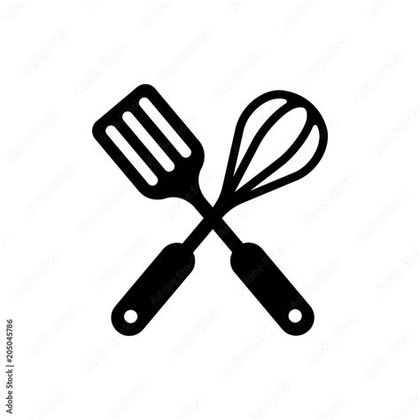 Kitchen Utensils Icon Spatula And Whisk Crossed Stock Vector Adobe Stock