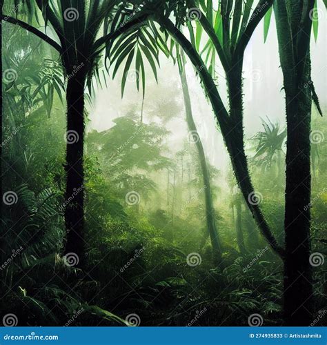 Bog Morning Jungle Rainforest Nature Landscape Silhouette Dense