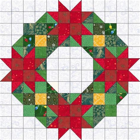 Digital PDF Quilt Block Patternchristmas Wreath Quilt Block Pattern