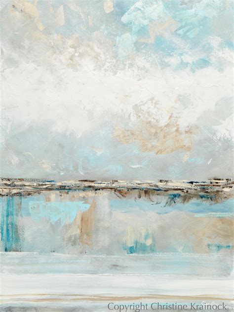 ORIGINAL Art Abstract Painting Blue White Coastal Landscape Home Decor – Contemporary Art by ...