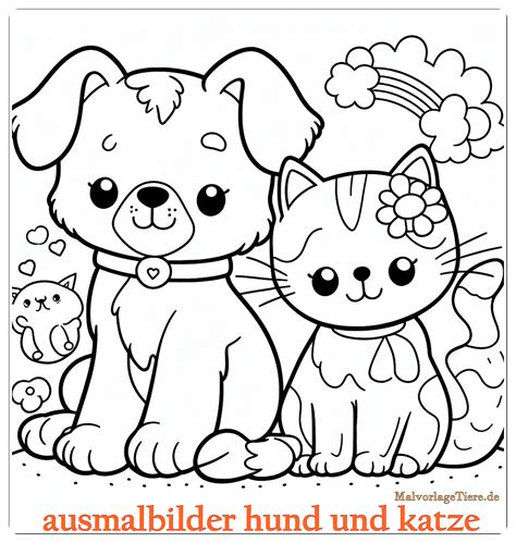 Ausmalbild Hund und Katze Spaß und Kreativität für Kinder