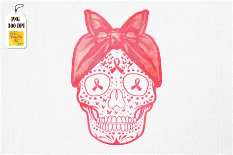 Skull Pink Ribbon Breast Cancer By Mulew Art | TheHungryJPEG