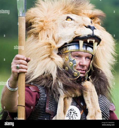 Roman Army Signifier In Lion Pelt Helmet Stock Photo Alamy