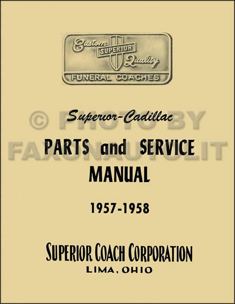 Cadillac Superior Hearse Ambulance Parts Manual Reprint