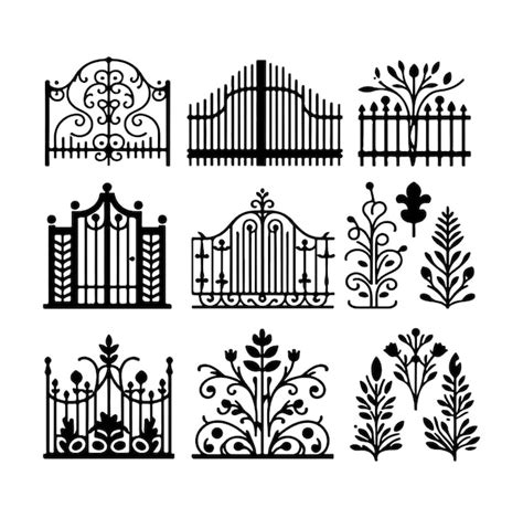 Premium Vector Decorative Fences Set Silhouette Vector Illustration