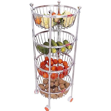 Logenta Stainless Steel Layer Round Fruit Vegetable Trolley