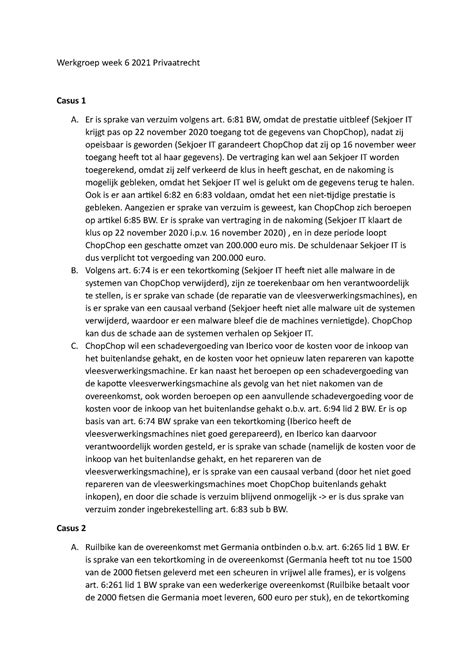 Werkgroep Week 6 2021 Privaatrecht Werkgroep Week 6 2021 Privaatrecht