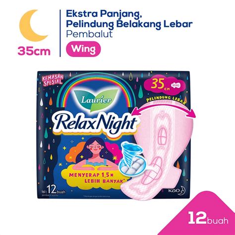 Jual P0O21 Laurier Relax Night Wing 35Cm Isi 12 O01L2 Shopee Indonesia