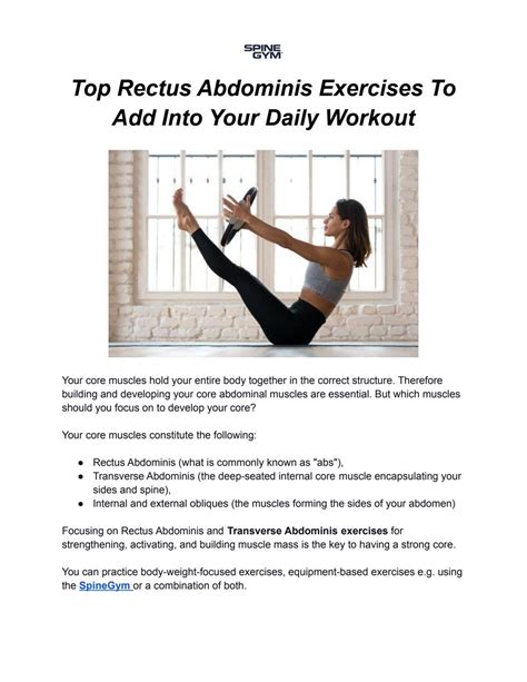 Top Rectus Abdominis Exercises To Add Into Your Daily Workout By Spinegym Issuu